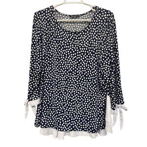 Bali Corp. Womens Polka Dot Top With Bow Detail & Ruffled Hem Size XXL